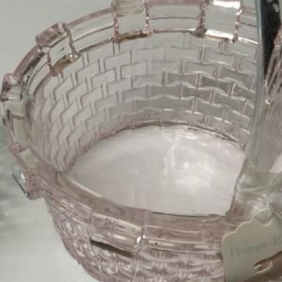 brand new Barely-Pink Clear Glass EASTER BASKET Candy Dish - Picture 1 of 1